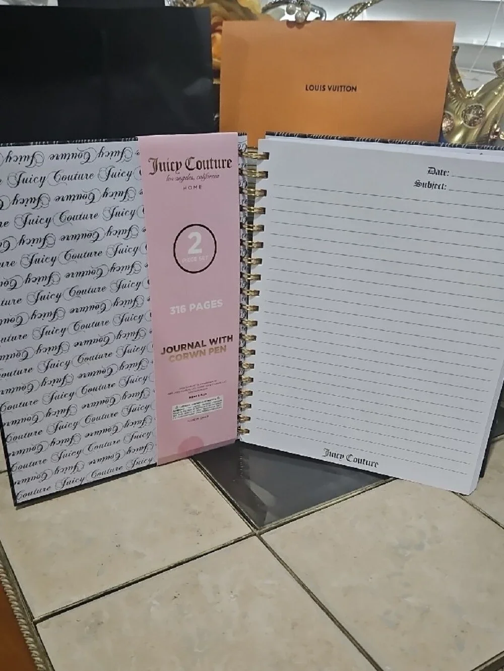NWT! JUICY COUTURE LARGE  JOURNAL w/ CROWN PEN!